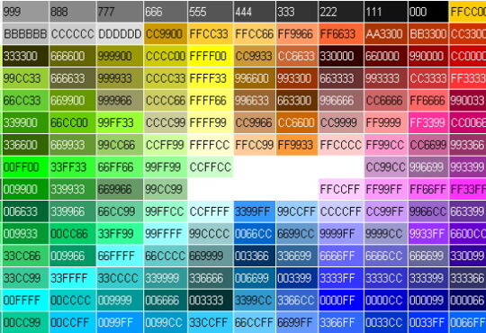 bảng mã màu đầy đủ